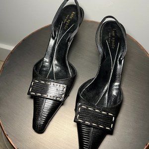 Kate Spade Pointed Toe Kitten Heels with Square Bow, size 7.5